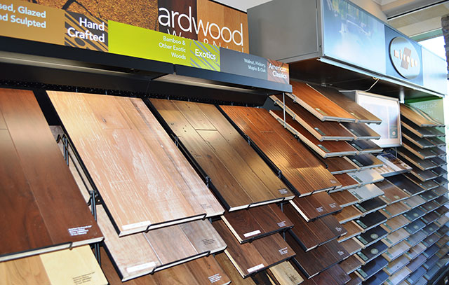 Flooring sample display in Clawes Fairfax store